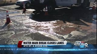 Water main break closes westbound lanes of 6th St. near Stone