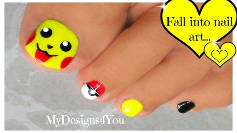 Cute Pokémon toenail art: Pikachu nails