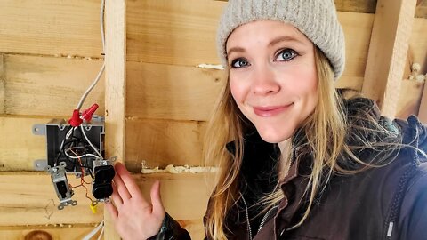 Running Electrical Wire She DID IT On Her Own: Is it CORRECT? - Tiny House Off-Grid Cabin Vlog# 7