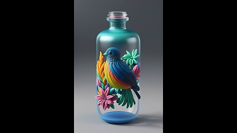 Polymer Clay Sculptures Birds indise the bottle