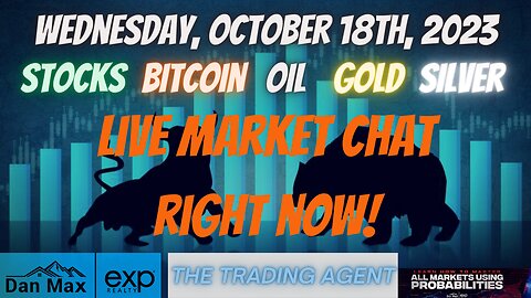 Live Market Chat for Wednesday, October 18th, 2023 for #Stocks #Oil #Bitcoin #Gold and #Silver