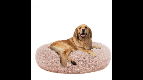 PUPPBUDD Calming Dog Bed Cat Bed Donut, Faux Fur Pet Bed Self-Warming Donut Cuddler, Comfortabl...