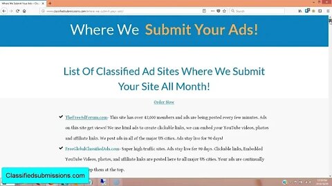 List Of 1000s Of Sites Where We Submit Your Ad - Classifiedsubmission.com