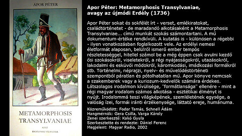 Apor Péter: Metamorphosis Transylvaniae, avagy az újmódi Erdély (1736)