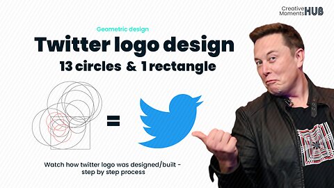 How To Design Twitter Logo - Geometric Design - 13 circles and 1 rectangle