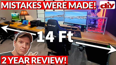MASSIVE 14 FOOT FLOATING DESK BUILD - 2 YEAR REVIEW