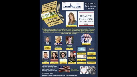 Long Beach, CA Freedom USA in Partnership with California Educators for Medical Freedom’s Fundraiser: Health Freedom Defense Fund's Lawsuit Against L.A.U.S.D.'s Vaccine Mandate: Keynote Speaker Leslie Manookian