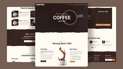 Coffee Shop Website Design: HTML, CSS & JS