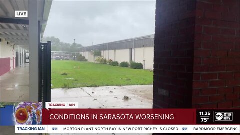 Jada Williams in Sarasota County | Hurricane Ian making landfall near Southern Sarasota County, where conditions are worsening.