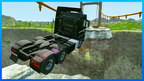 Cars vs Broken Bridge & Cars vs Giant Pit & Flying Car & Police vs Broken Bridge #324 Game Beam ng