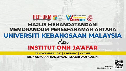 Majlis Menandatangani Memorandum (MoU) antara UKM dan Institut Onn Ja'afar (IOJ)