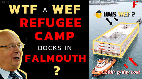 HMS WEF Bibby Mega-Barge - 500 migrant refugee asylum seekers, arrive in Falmouth, Devon (Ep.016)