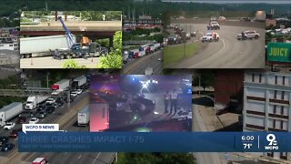 Three separate crashes plague I-75 in Cincinnati