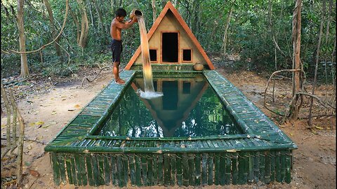 - Full Video - Build Bamboo Swimming Pool - Build Mud House