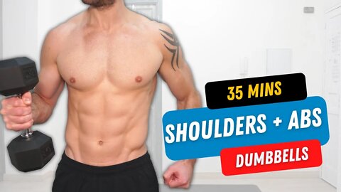 35 MIN SHOULDERS + ABS with DUMBBELLS | Build Muscle | Real Time Workout