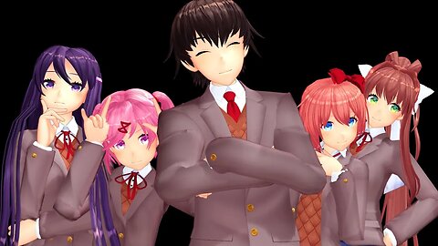 [DDLC mod, Harem Route] Doki Doki Literature Club x "Angel is the Centerfold" {MMD}