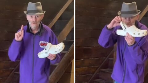 Dude shows off the superpower of Crocs