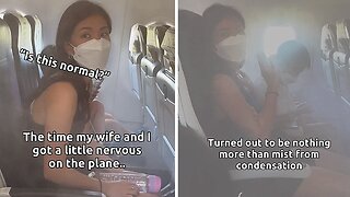 Passengers get anxious as condensation mist surrounds plane