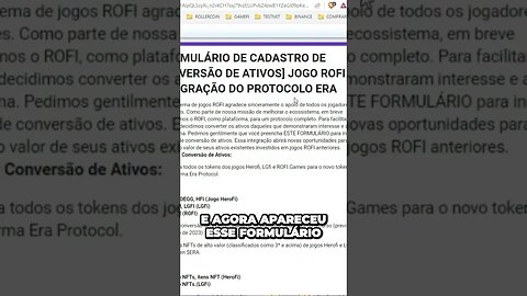 #ERAPROTOCOL - Atualização da Plataforma ROFI