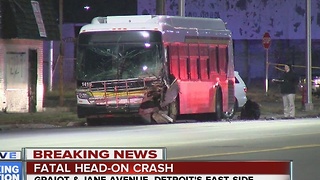 Driver dies after crashing head-on into a DDOT bus on Detroit's east side