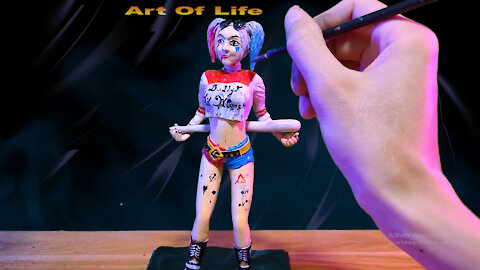 Harley Quinn figure sculpture from wax earth