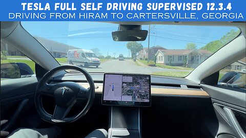 Tesla Full Self Driving Supervised V12.3.4 Driving From Hiram To Cartersville Georgia