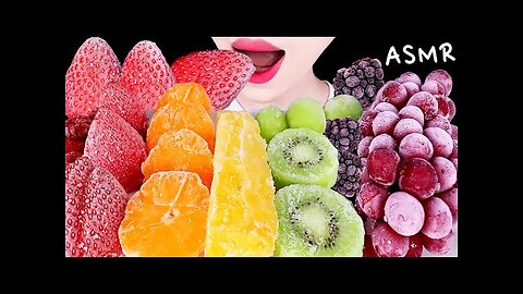 ASMR frozen fruits Strawberry, grape, kiwi, pineapple, blackberry etc. Eating sound mukbang