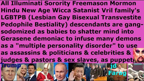 All LGBT people are sodomized as babies to infuse many demons for multiple personality disorder uses