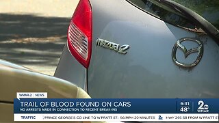 Blood found on multiple cars after break-ins in Bolton Hill