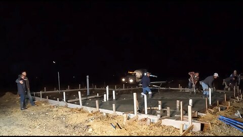 CONCRETE'S HERE! Vic pouring concrete house-slab at 5AM! José-the-Finisher! Building Our Own House!
