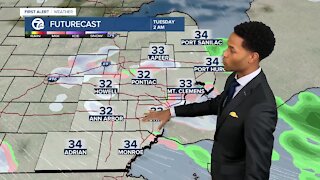 Rain and snow arrives with cold air to follow