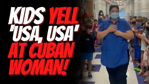 Kids Yell 'USA, USA' To Congratulate a Cuban Woman That Passed Her Citizenship & Naturalization Test