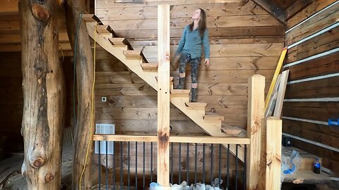NO FALLING from the LOG HOUSE loft: Our railings are installed! (#112)