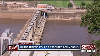 Arkansas River barge traffic could be stopped for months