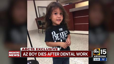 Family says a Yuma 2-year-old died after a dental appointment