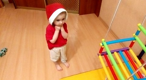 So cute. Little Santa.