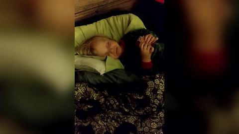 A Tot Boy Falls Asleep While Eating Sandwich