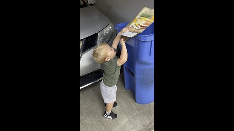 Toddler Takes Out the Recyclables