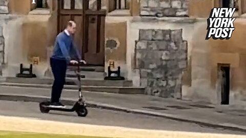 Prince William spotted zipping around Windsor Castle on an electric scooter is a sight to see