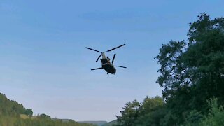 helicopter flying low in Sheffield, England