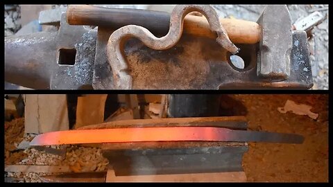 FORGING A WAKIZASHI FROM A RAIL SPRING CLIP: PART 1(forging the profile and bevels)