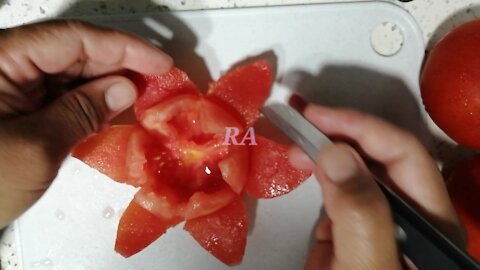 Flower in tomato how to Carved step by step