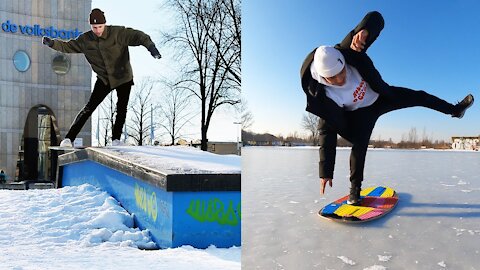 SNOW & ICE SKIMBOARDING W/ Pro Skimboarder