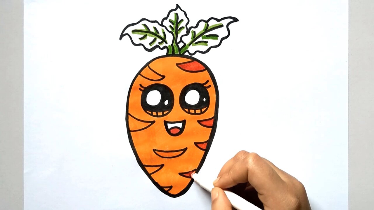 cute carrot drawing easy || simple step by step