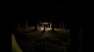 Light test before filming. making and lighting the campfire.