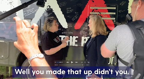 Jane Hansen ambushes Vaxxed Bus Volunteers