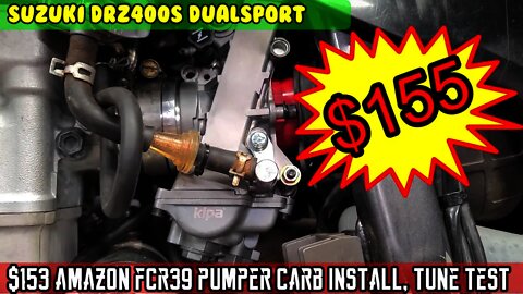 (E25) $153 Amazon FCR39 carburetor swap full install test. 0 to 60 time power mod. Suzuki DRZ400