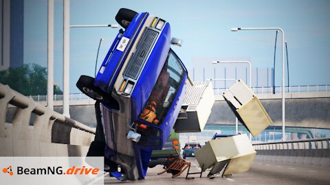 Realistic Highway Car Crashes #2 - BeamNG.drive | Realistic Crash Compilation - CrashCamTV