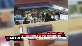 Homeless man turned away from restaurant