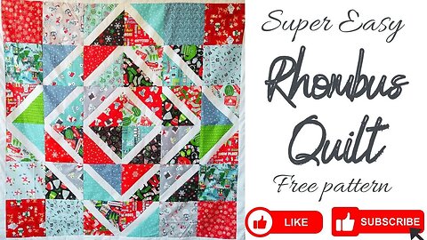 Super Easy FREE Rhombus Quilt Pattern #beginnerfriendly #quilting #scrappy #layercake #jellyroll